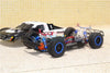 Traxxas Rustler 4X4 VXL (67076-4) Upgrade Parts Front & Rear Aluminum Shocks + Steel #45 Axles + Spring Steel Hex + Rubber Tires With Plastic Rim (Low Center Of Gravity Set) - 68Pc Set Blue