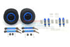 Traxxas Rustler 4X4 VXL (67076-4) Upgrade Parts Front & Rear Aluminum Shocks + Steel #45 Axles + Spring Steel Hex + Rubber Tires With Plastic Rim (Low Center Of Gravity Set) - 68Pc Set Blue