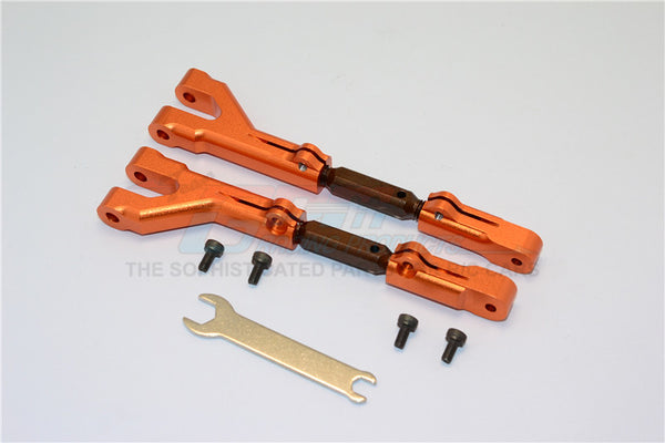 HPI Savage 21, X, XL, K4.6, Flux Aluminum Front/Rear Adjustable Upper Arm (Steel Tie Rod Set) With Screws - 1Pr Set Orange