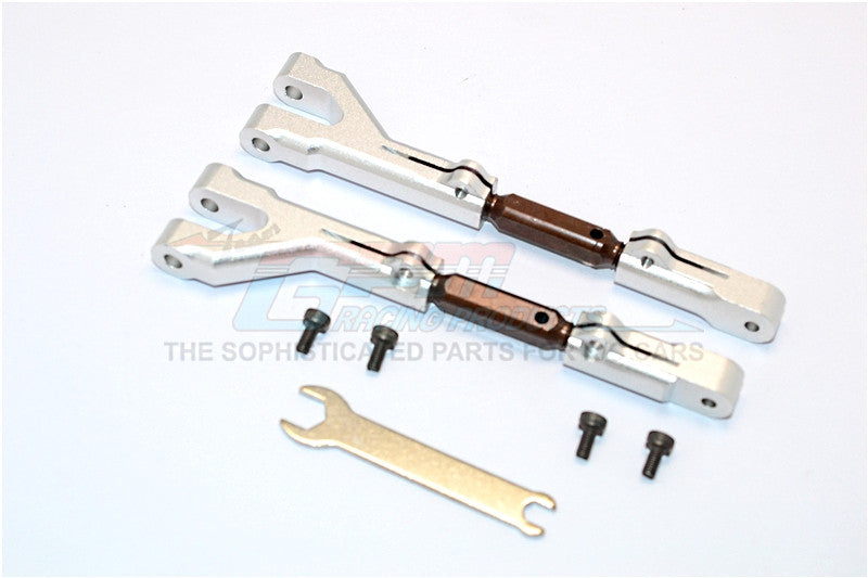 HPI Savage 21, X, XL, K4.6, Flux Aluminum Front/Rear Adjustable Upper Arm (Steel Tie Rod Set) With Screws - 1Pr Set Silver