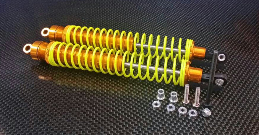 HPI Savage 21, XL, K4.6 Aluminum Front/Rear Adjustable Spring Damper (170mm) With 5mm Steel Shaft & Thicker Shock Body (Outer: 14mm Inner: 12mm) - 1Pr Set Gold