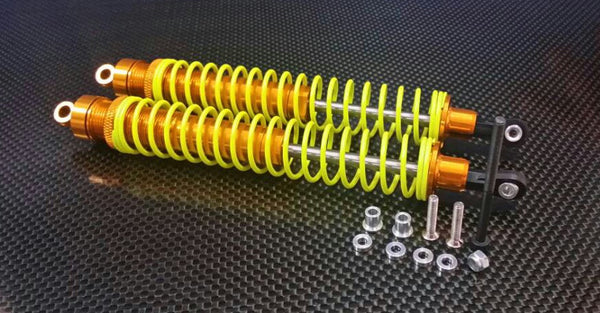 HPI Savage 21, XL, K4.6 Aluminum Front/Rear Adjustable Spring Damper (170mm) With 5mm Steel Shaft & Thicker Shock Body (Outer: 14mm Inner: 12mm) - 1Pr Set Gold