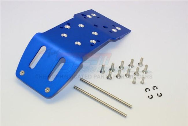 HPI Savage 21, X, XL, K4.6, Flux Aluminum Front Skid Plate With Screws & Pins & Aluminum Collars - 1Pc Set Blue