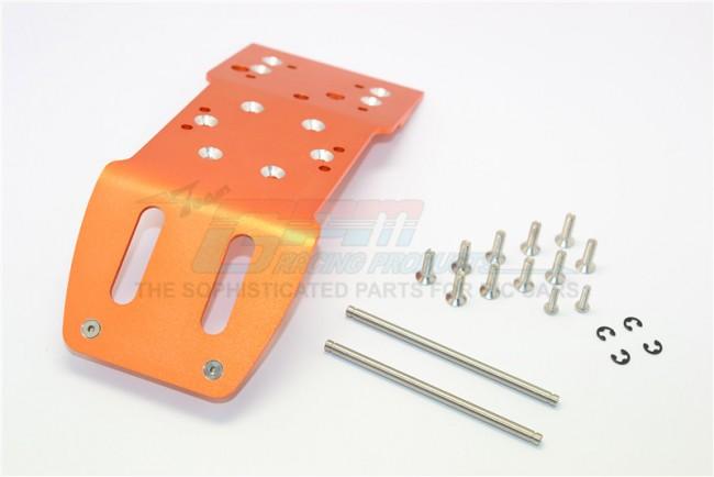 HPI Savage 21, X, XL, K4.6, Flux Aluminum Front Skid Plate With Screws & Pins & Aluminum Collars - 1Pc Set Orange