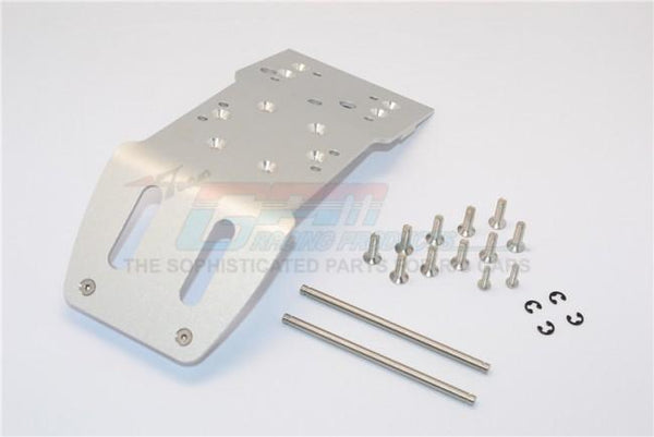 HPI Savage 21, X, XL, K4.6, Flux Aluminum Rear Skid Plate With Pins & Screws & Aluminum Collars - 1Pc Set Silver