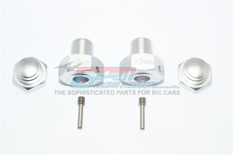 Losi 1/6 Super Baja Rey 4X4 Desert Truck Aluminum Wheel Hex Adapter (+2mm) - 6Pc Set Silver
