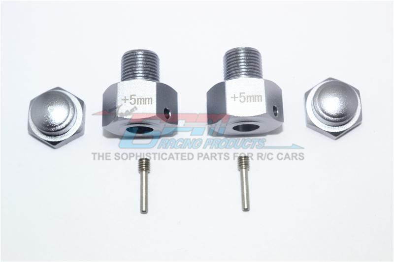Losi 1/6 Super Baja Rey 4X4 Desert Truck Aluminum Wheel Hex Adapter (+5mm) - 6Pc Set Gray Silver