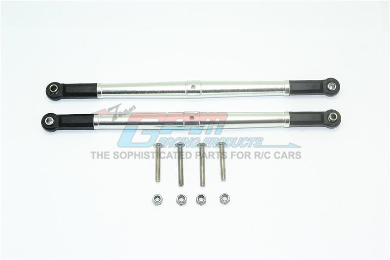 Losi 1/6 Super Baja Rey 4X4 Desert Truck Aluminum Adjustable Rear Upper Chassis Link Tie Rods - 1Pr Set Silver