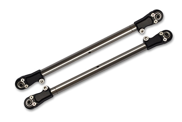 Losi 1/6 Super Baja Rey 4X4 Desert Truck Stainless Steel Adjustable Rear Upper Chassis Link Tie Rods With Aluminium Ends - 2Pc Set Black