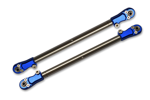 Losi 1/6 Super Baja Rey 4X4 Desert Truck Stainless Steel Adjustable Rear Upper Chassis Link Tie Rods With Aluminium Ends - 2Pc Set Blue