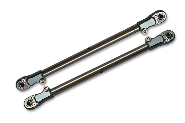 Losi 1/6 Super Baja Rey 4X4 Desert Truck Stainless Steel Adjustable Rear Upper Chassis Link Tie Rods With Aluminium Ends - 2Pc Set Gray Silver