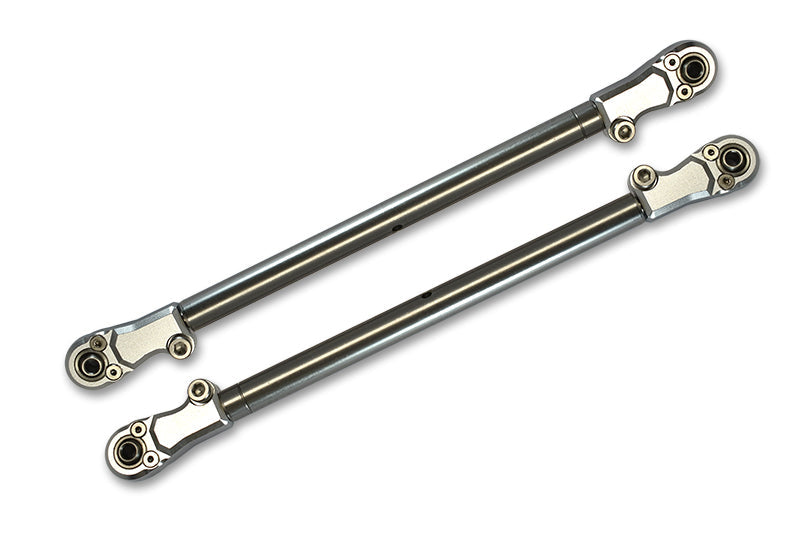 Losi 1/6 Super Baja Rey 4X4 Desert Truck Stainless Steel Adjustable Rear Upper Chassis Link Tie Rods With Aluminium Ends - 2Pc Set Silver