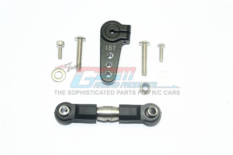 Losi 1/6 Super Baja Rey 4X4 Desert Truck Aluminum Servo Horn With Stainless Steel Adjustable Tie Rod - 1 Set Black