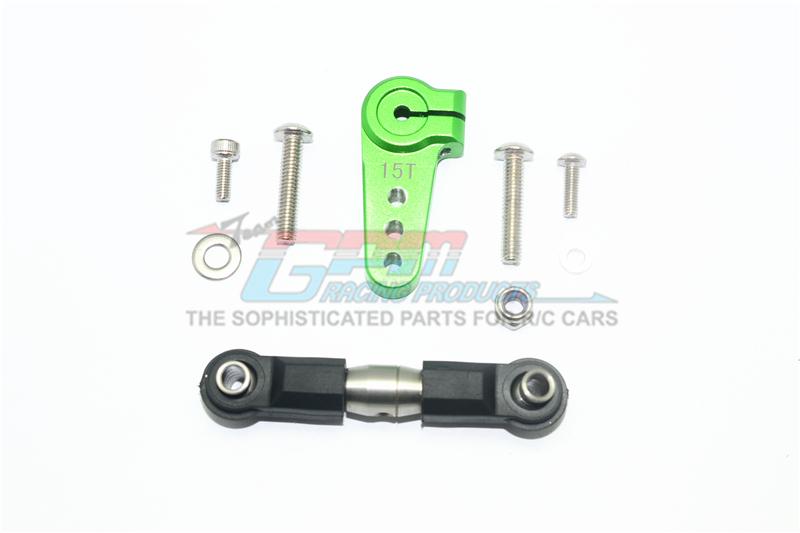 Losi 1/6 Super Baja Rey 4X4 Desert Truck Aluminum Servo Horn With Stainless Steel Adjustable Tie Rod - 1 Set Green