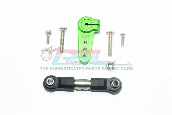 Losi 1/6 Super Baja Rey 4X4 Desert Truck Aluminum Servo Horn With Stainless Steel Adjustable Tie Rod - 1 Set Green