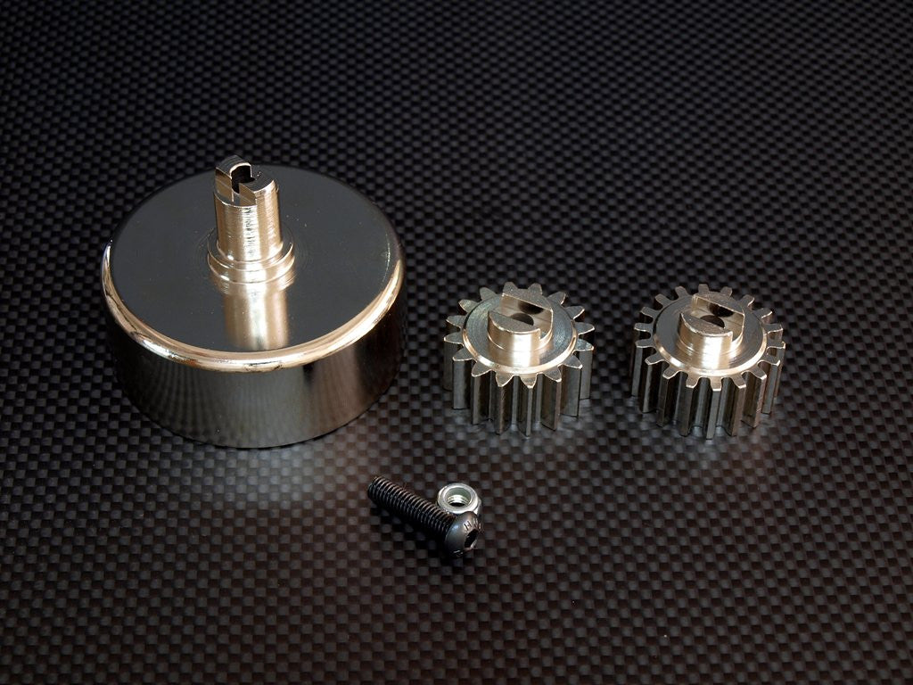 HPI Baja 5B RTR, 5B SS, 5T Steel Pinion 16T & 18T With 5Mm Bore, Profile Regraded, Both For Use With Stock Spur Gear Or SBJ057T - 2Pcs Set + Steel Clutch Bell Of 5mm Bore With Screw & Lock Nut For Use With Pinions SBJ01618TO - 1Pc Set Silver