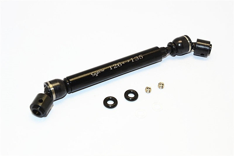 Tamiya CC01 Steel+Aluminum Front & Rear Main Drive Shaft (126mm-135mm) - 1Pc Set Black