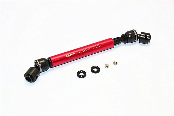 Tamiya CC01 Steel+Aluminum Front & Rear Main Drive Shaft (126mm-135mm) - 1Pc Set Red