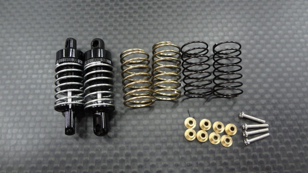 Team Losi 1/24 Micro SCT & Micro Rally Car Aluminum Front/Rear Damper (30mm) With Coil Springs 0.6Mm & 0.7Mm & 0.8Mm - 1 Pr Set Black