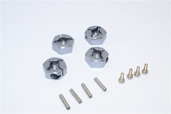 Axial SCX10 Aluminum Hex Adapter (12mmx6mm) - 4Pcs Set Gray Silver