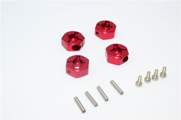 Axial SCX10 Aluminum Hex Adapter (12mmx6mm) - 4Pcs Set Red