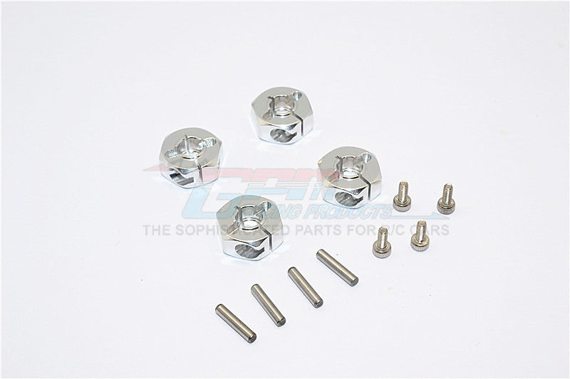 Axial SCX10 Aluminum Hex Adapter (12mmX6mm) - 4Pcs Set Silver