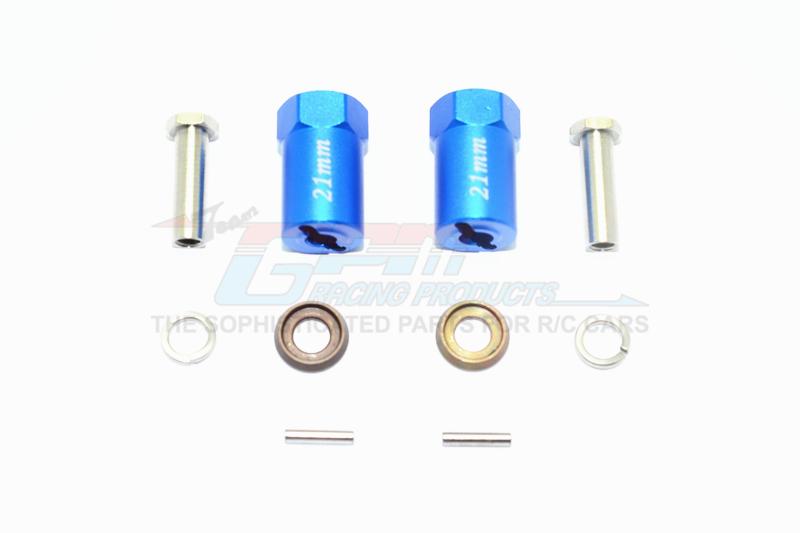 Axial SCX10 & SCX10 II Aluminum Hex Adapter 21mm Thick - 1Pr Set Blue