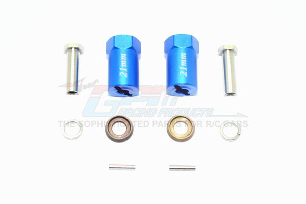 Axial SCX10 & SCX10 II Aluminum Hex Adapter 21mm Thick - 1Pr Set Blue