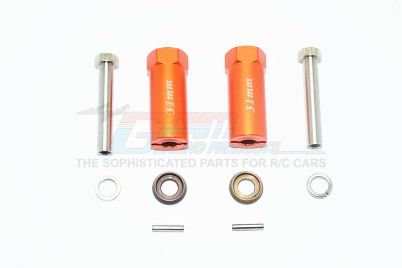 Axial SCX10 & SCX10 II Aluminum Hex Adapter 31mm Thick - 1Pr Set Orange