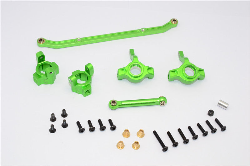 Axial SCX10 Aluminum Front C-Hub & Front Knuckle Arm (Toe-In 5 Degree) & SCX160 Tie Rod - 6Pcs Set Green