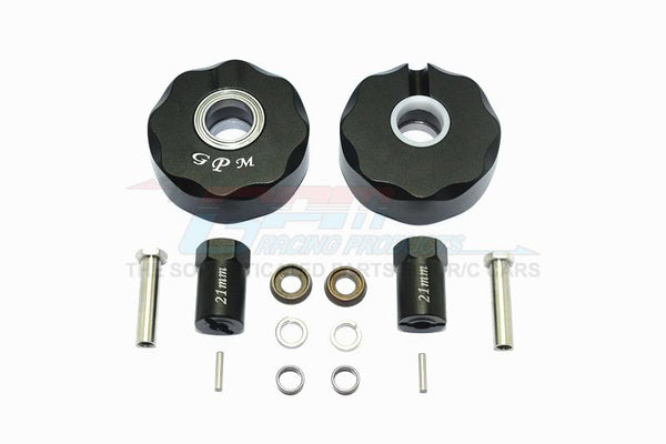 Axial SCX10 & SCX10 II Aluminum Pendulum Wheel Knuckle Axle Weight + 21mm Hex Adapter - 1Pr Set Black