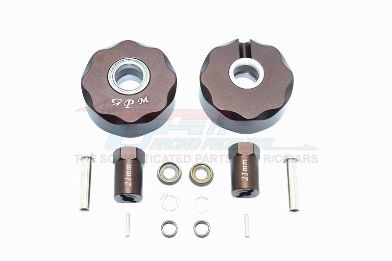 Axial SCX10 & SCX10 II Aluminum Pendulum Wheel Knuckle Axle Weight + 21mm Hex Adapter - 1Pr Set Brown