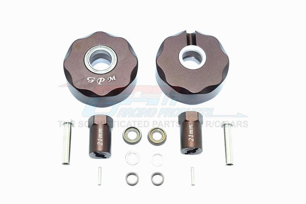 Axial SCX10 & SCX10 II Aluminum Pendulum Wheel Knuckle Axle Weight + 21mm Hex Adapter - 1Pr Set Brown