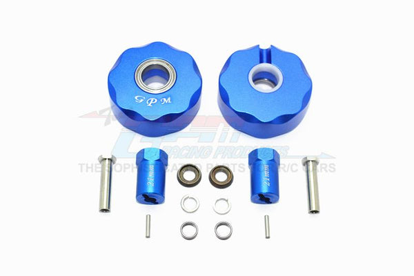 Axial SCX10 & SCX10 II Aluminum Pendulum Wheel Knuckle Axle Weight + 21mm Hex Adapter - 1Pr Set Blue