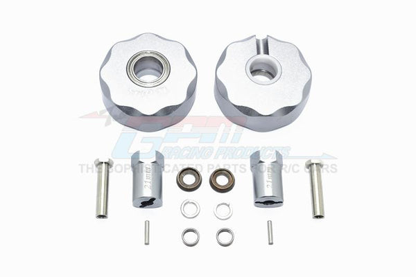 Axial SCX10 & SCX10 II Aluminum Pendulum Wheel Knuckle Axle Weight + 21mm Hex Adapter - 1Pr Set Gray Silver