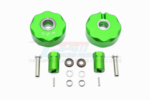 Axial SCX10 & SCX10 II Aluminum Pendulum Wheel Knuckle Axle Weight + 21mm Hex Adapter - 1Pr Set Green