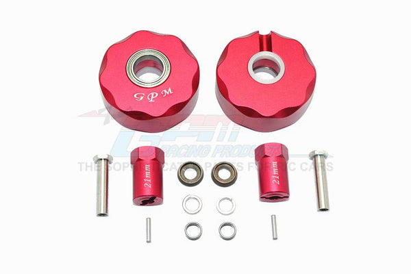 Axial SCX10 & SCX10 II Aluminum Pendulum Wheel Knuckle Axle Weight + 21mm Hex Adapter - 1Pr Set Red