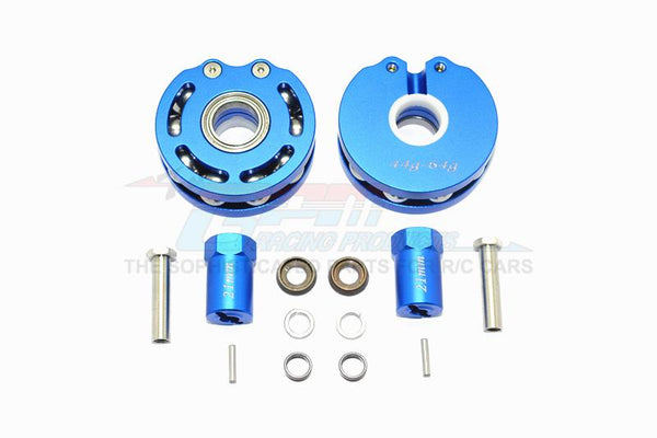 Axial SCX10 & SCX10 II Aluminum Rolling Beads Pendulum Wheel Knuckle Axle Weight + 21mm Hex Adapter - 1Pr Set Blue