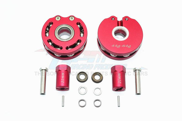 Axial SCX10 & SCX10 II Aluminum Rolling Beads Pendulum Wheel Knuckle Axle Weight + 21mm Hex Adapter - 1Pr Set Red