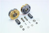 Axial SCX10 & SCX10 II Brass Pendulum Wheel Knuckle Axle Weight With Alloy Lid + 21mm Hex Adapter - 1Pr Set Gray Silver