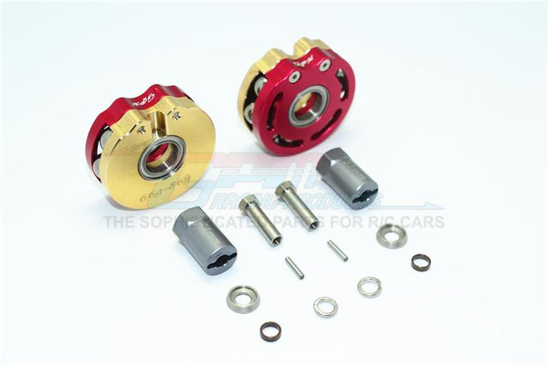 Axial SCX10 & SCX10 II Brass Pendulum Wheel Knuckle Axle Weight With Alloy Lid + 21mm Hex Adapter - 1Pr Set Red