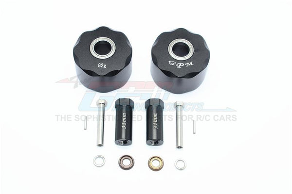 Axial SCX10 & SCX10 II Aluminum Pendulum Wheel Knuckle Axle Weight + 31mm Hex Adapter - 1Pr Set Black