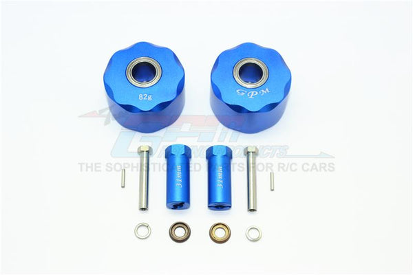 Axial SCX10 & SCX10 II Aluminum Pendulum Wheel Knuckle Axle Weight + 31mm Hex Adapter - 1Pr Set Blue