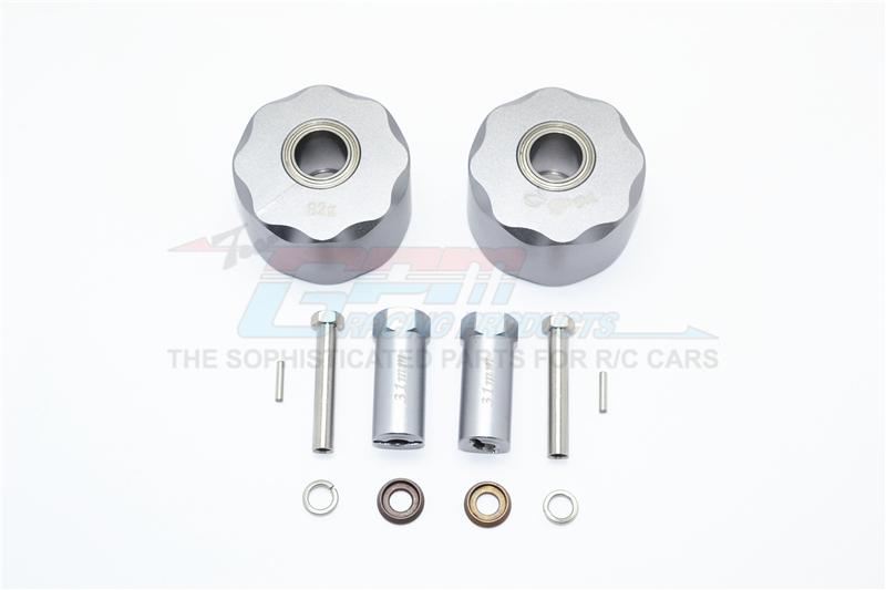 Axial SCX10 & SCX10 II Aluminum Pendulum Wheel Knuckle Axle Weight + 31mm Hex Adapter - 1Pr Set Gray Silver