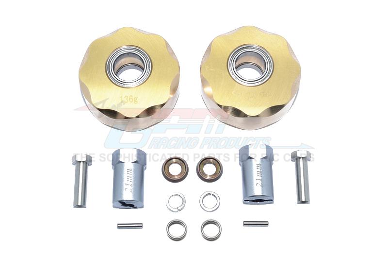 Axial SCX10 & SCX10 II Brass Pendulum Wheel Knuckle Axle Weight + 21mm Hex Adapter - 1Pr Set 