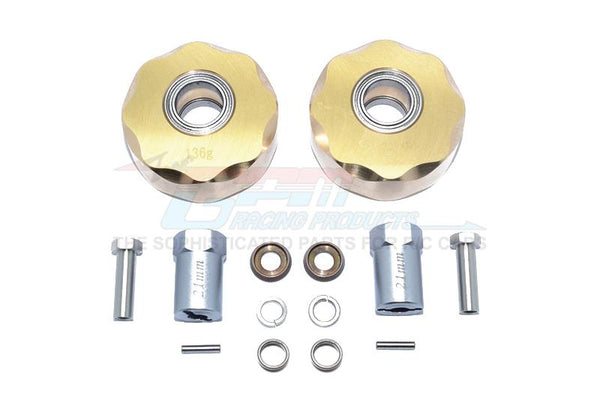 Axial SCX10 & SCX10 II Brass Pendulum Wheel Knuckle Axle Weight + 21mm Hex Adapter - 1Pr Set 