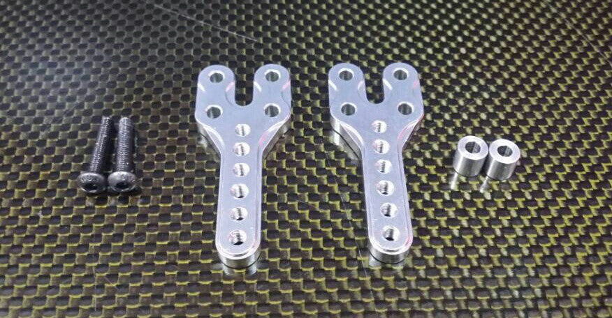 Axial SCX10 Aluminum Front/Rear Adjustable Damper Mount - 1Pr Set Silver