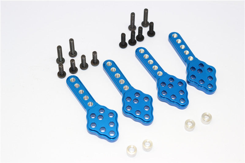 Axial SCX10 Aluminum Front & Rear Adjustable Damper Mount With Multiple Holes (Upward & Downward The Chassis) - 2 Prs Blue