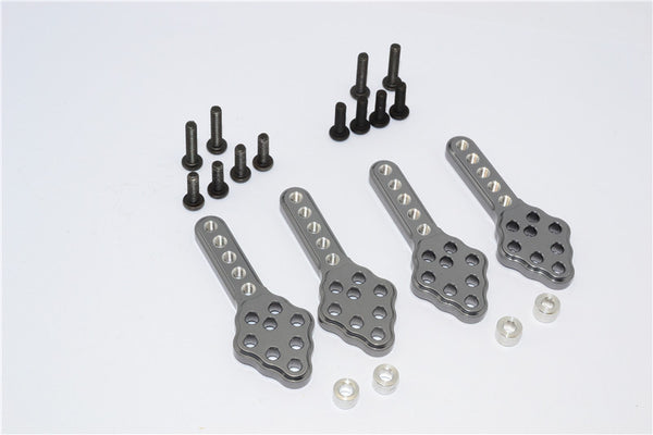 Axial SCX10 Aluminum Front & Rear Adjustable Damper Mount With Multiple Holes (Upward & Downward The Chassis) - 2 Prs Gray Silver