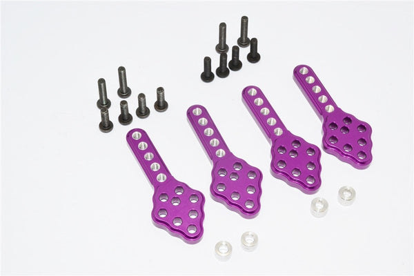Axial SCX10 Aluminum Front & Rear Adjustable Damper Mount With Multiple Holes (Upward & Downward The Chassis) - 2 Prs Purple